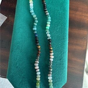 Encirkled Camo Gemstone hand-knotted Necklace with 14K connector